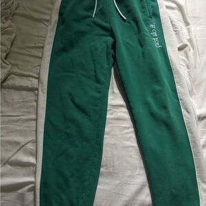 Nike Green Sweatpants with White Drawstrings